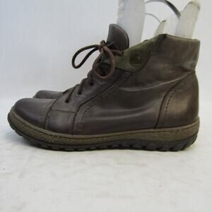 V Italia Womens Size 40 EUR Brown Leather Zip Lace Up Ankle Boots